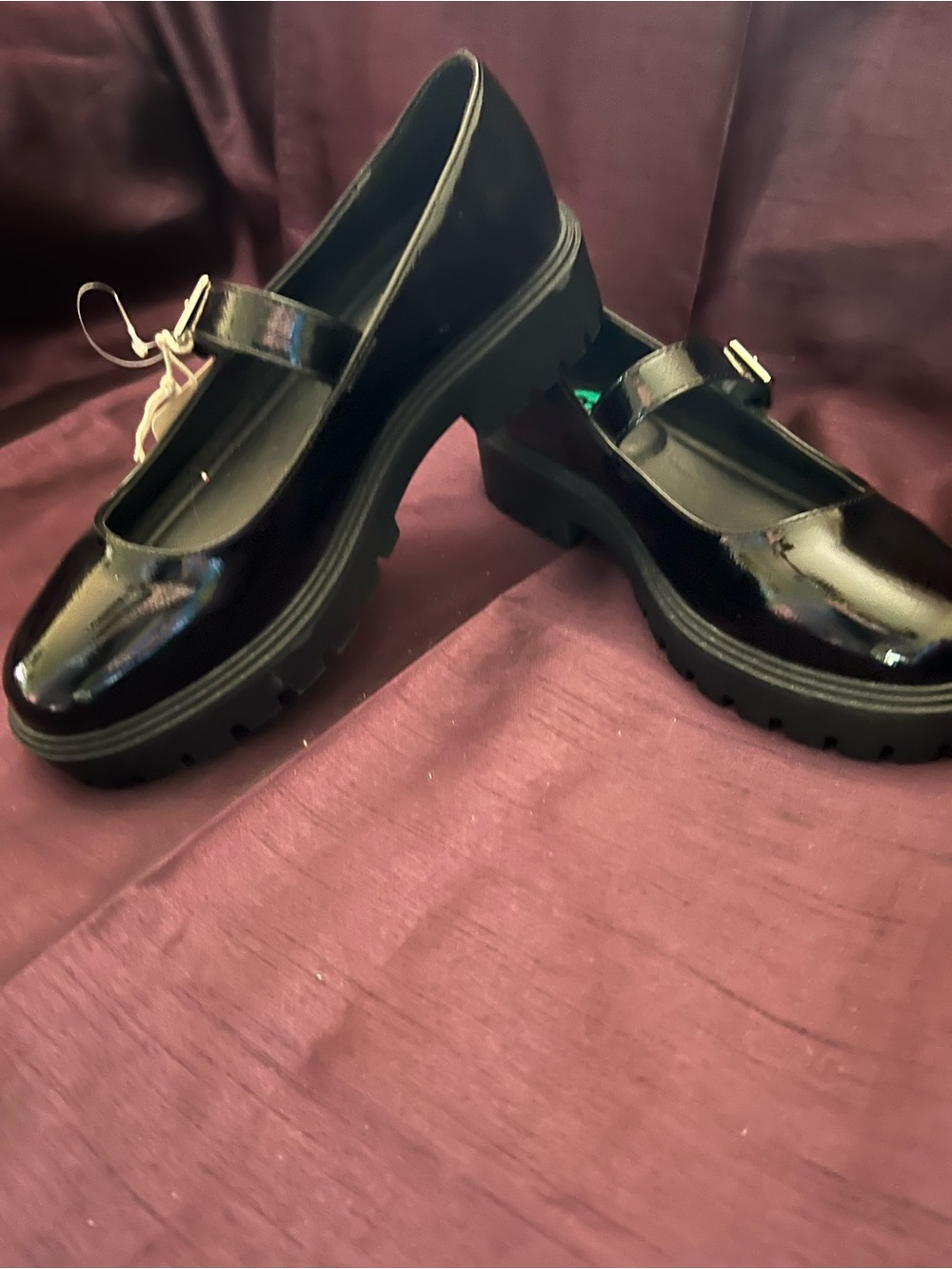 Sincerly Jules Black Patent Mary Jane Platform Mules